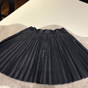 Topshop Black Pleated Faux Leather Skater Skirt